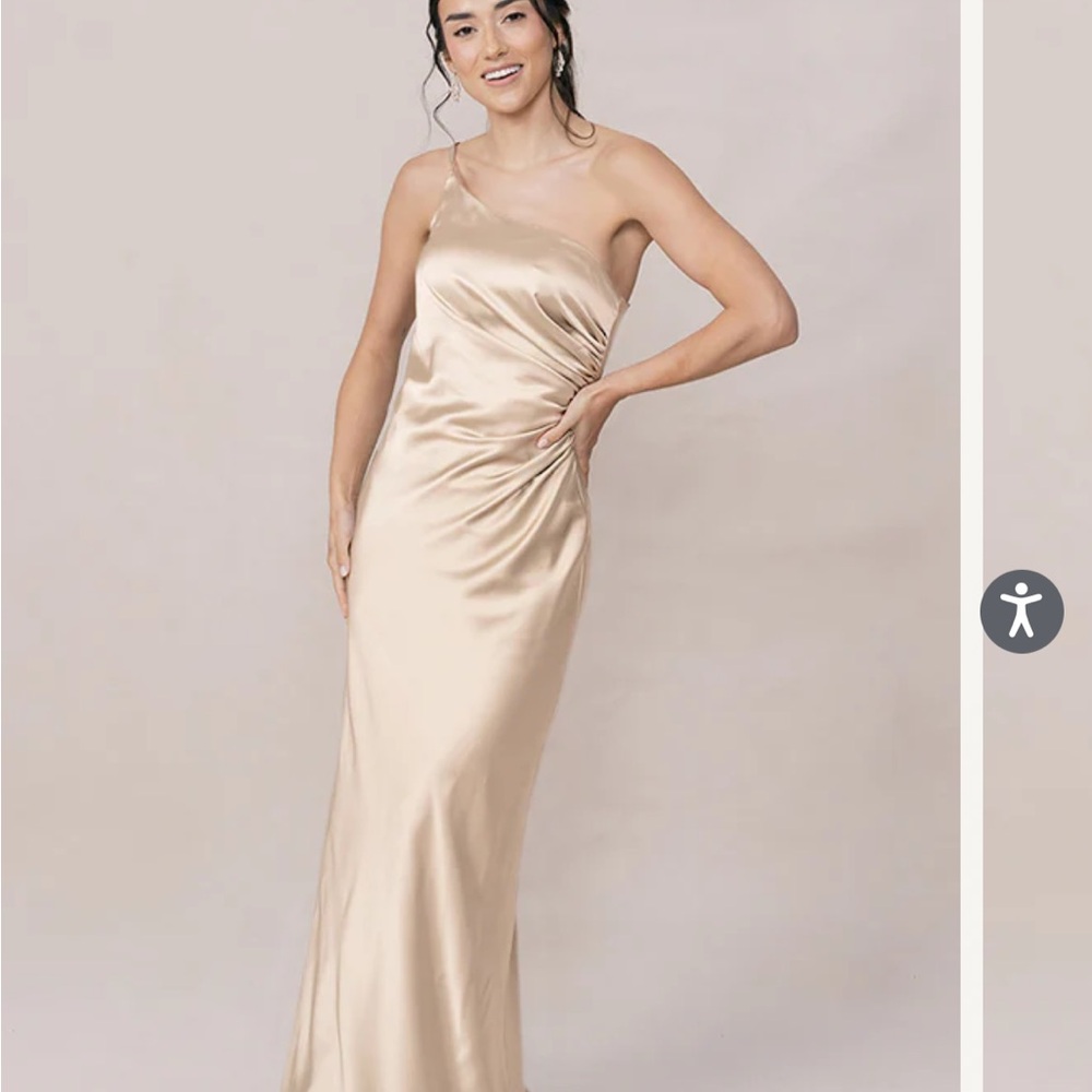 Revelry Champagne Satin One Shoulder Dress